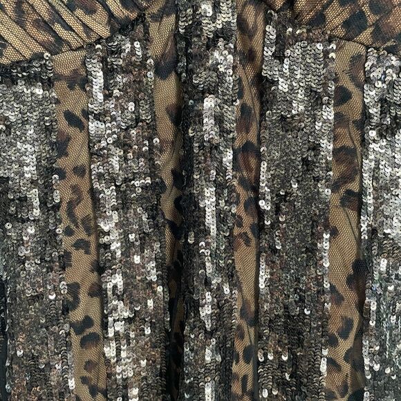 Mac Duggal Couture Leopard Sequin Mesh Cocktail Dress Size 6 - Picture 7 of 8